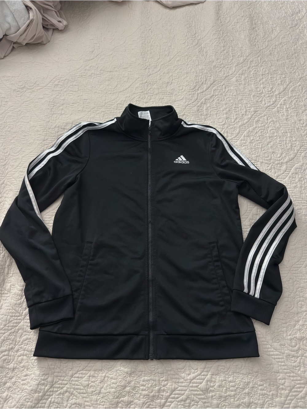 adidas Black Performance Track Jacket with White Stripes